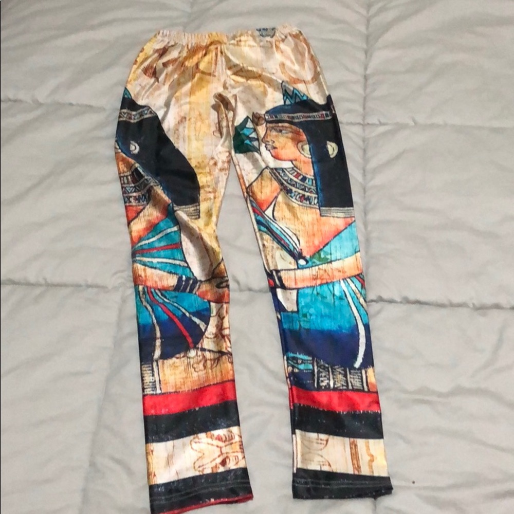 Vibrant Egyptian theme leggings probably a small - Picture 2 of 3